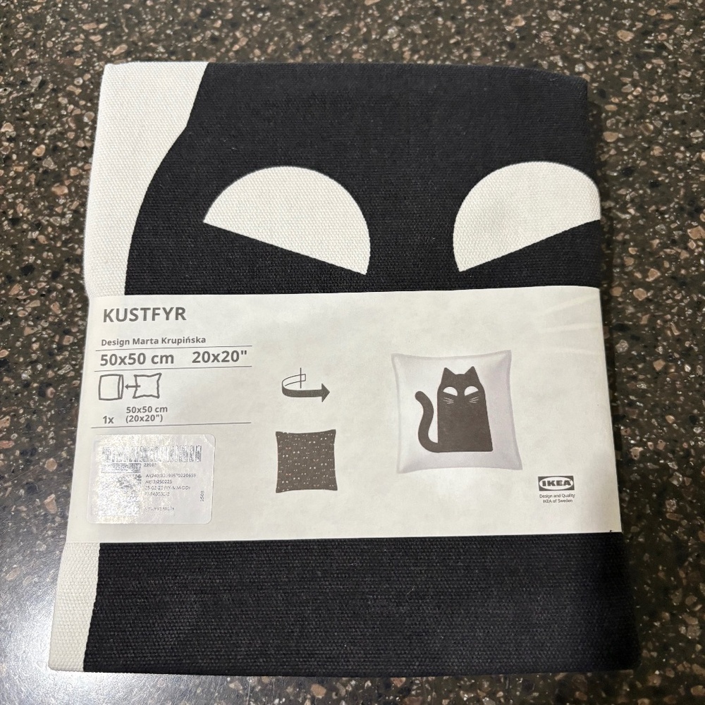 NIP IKEA Halloween Cat Pillow Cover 20” x 20”